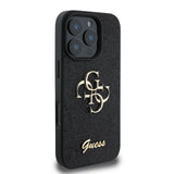 Apple iPhone 16 Pro Kılıf Guess 4G Büyük Metal Logolu Glitter Kapak Siyah