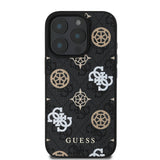 Apple iPhone 16 Pro Kılıf Guess Magsafe Şarj Özellikli 4G Desenli Yazı Logolu Peony Kapak Siyah