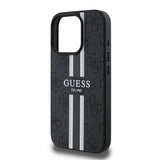 Apple iPhone 16 Pro Kılıf Guess Magsafe Şarj Özellikli 4G Şerit Tasarımlı Printed Kapak Siyah