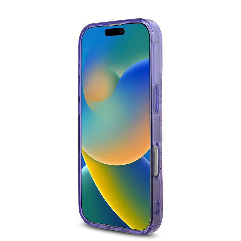 Apple iPhone 16 Pro Kılıf Guess Magsafe Şarj Özellikli Flower Tonal Circle Kapak Mor