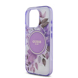 Apple iPhone 16 Pro Kılıf Guess Magsafe Şarj Özellikli Flower Tonal Circle Kapak Mor