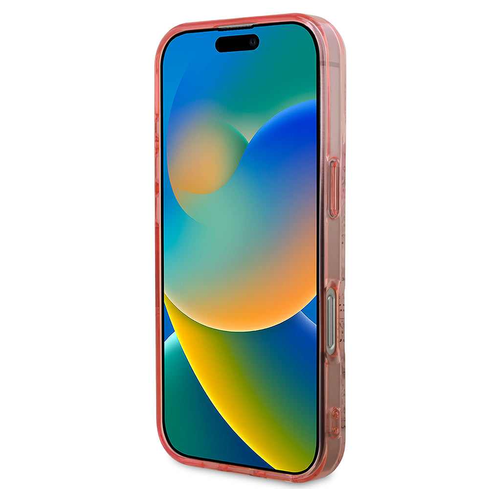 Apple iPhone 16 Pro Kılıf Guess Magsafe Şarj Özellikli Flower Tonal Circle Kapak Pembe