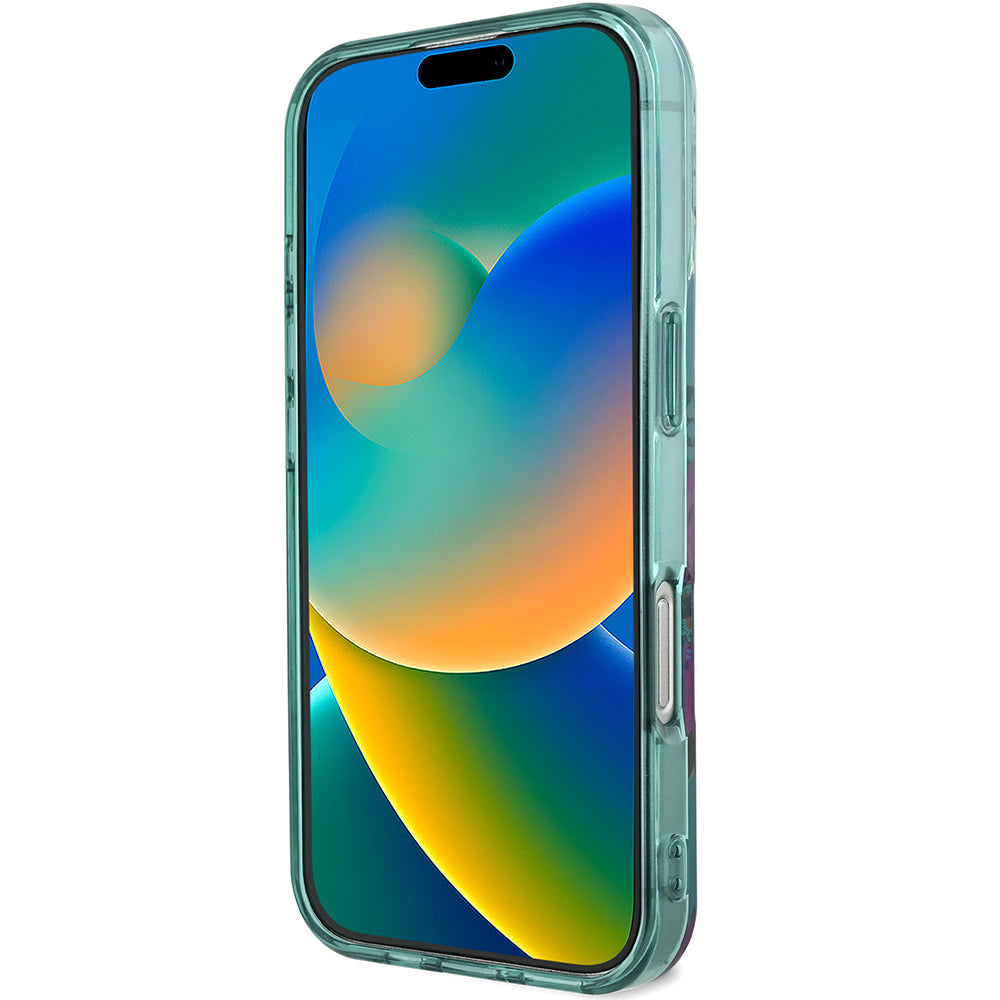 Apple iPhone 16 Pro Kılıf Guess Magsafe Şarj Özellikli Flower Tone On Tone Ring Kapak Pembe