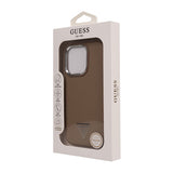 Apple iPhone 16 Pro Kılıf Guess Magsafe Şarj Özellikli Grained Triangle Kapak Kahverengi