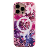 Apple iPhone 16 Pro Kılıf Guess Magsafe Şarj Özellikli IML Baskılı Jungle Ring Kapak Mor