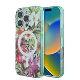 Apple iPhone 16 Pro Kılıf Guess Magsafe Şarj Özellikli IML Baskılı Jungle Ring Kapak Yeşil