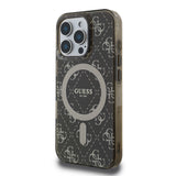 Apple iPhone 16 Pro Kılıf Guess Magsafe Şarj Özellikli IML Baskılı Klasik Logolu 4G Desenli Kapak Kahverengi