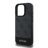 Apple iPhone 16 Pro Kılıf Guess Magsafe Şarj Özellikli PU Deri Şerit Logo Dizaynlı Kapak Siyah