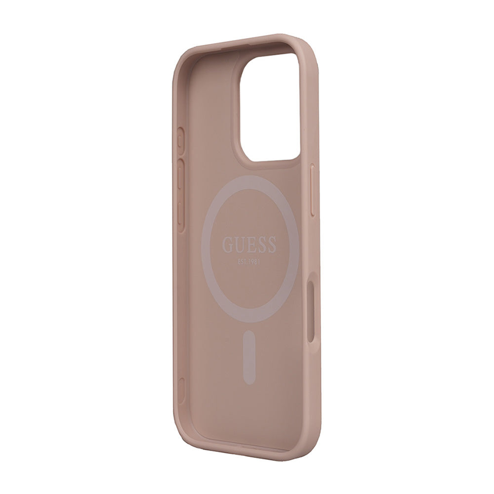 Apple iPhone 16 Pro Kılıf Guess Magsafe Şarj Özellikli Small 4G Classic Kapak Pembe