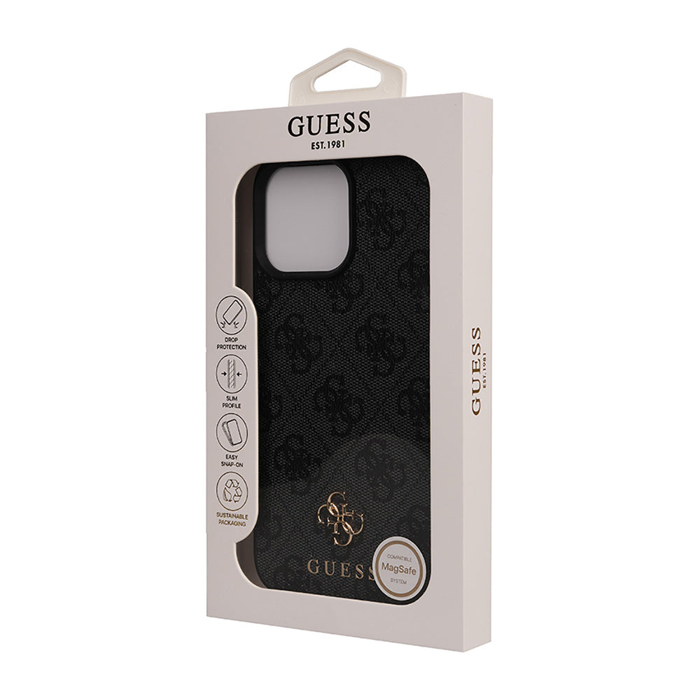 Apple iPhone 16 Pro Kılıf Guess Magsafe Şarj Özellikli Small 4G Classic Kapak Siyah