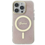 Apple iPhone 16 Pro Kılıf Guess Magsafe Şarj Özellikli Yazı Logolu 4G Desenli Kapak Pembe