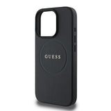 Apple iPhone 16 Pro Kılıf Guess Magsafe Şarj Özellikli Yazı Logolu Grained Kapak Siyah