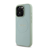 Apple iPhone 16 Pro Kılıf Guess Magsafe Şarj Özellikli Yazı Logolu Grained Kapak Yeşil