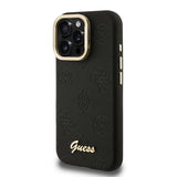 Apple iPhone 16 Pro Kılıf Guess M-safe Şarj Özellikli Kamera Standlı Peony Kapak PU Deri Siyah