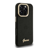 Apple iPhone 16 Pro Kılıf Guess M-safe Şarj Özellikli Kamera Standlı Peony Kapak PU Deri Siyah