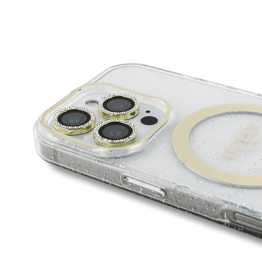 Apple iPhone 16 Pro Max Guess 3'lü Aksesuar Seti Simli Glitter Kılıf Ekran ve Lens Koruyucu