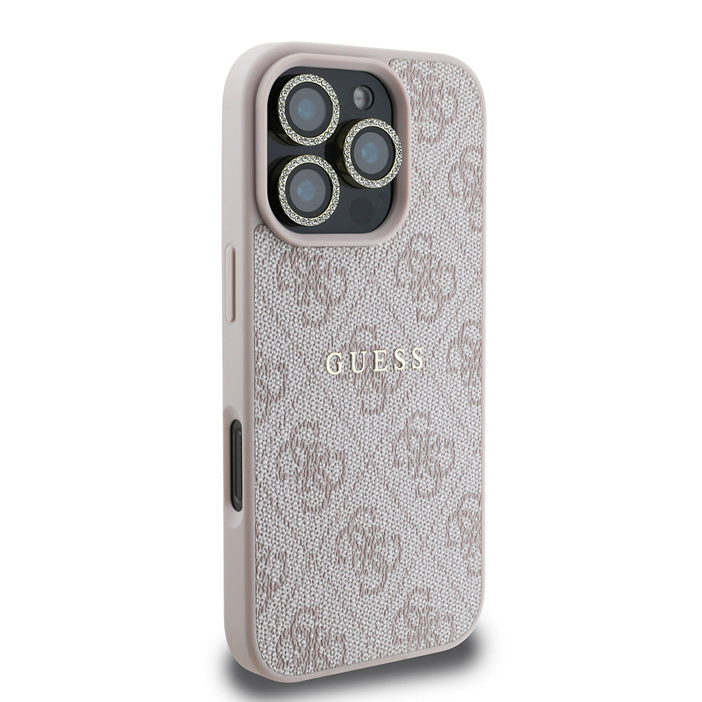 Apple iPhone 16 Pro Max Guess Kılıf Ekran ve Lens Koruyucu 3'lü Aksesuar Seti Pembe