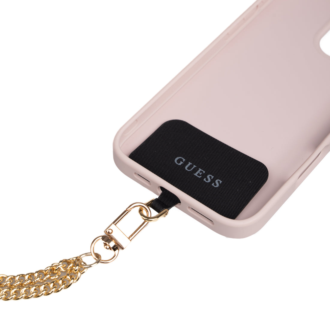 Apple iPhone 16 Pro Max Kılıf Guess 4G Büyük Metal Logolu Askılı Kapak Pembe