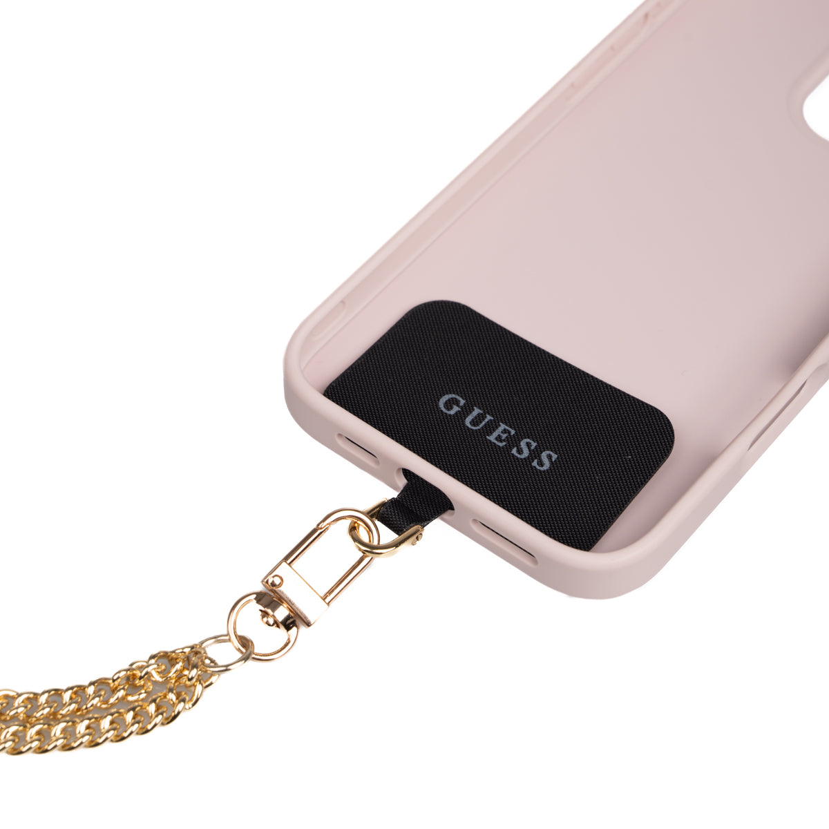 Apple iPhone 16 Pro Max Kılıf Guess 4G Büyük Metal Logolu Askılı Kapak Pembe