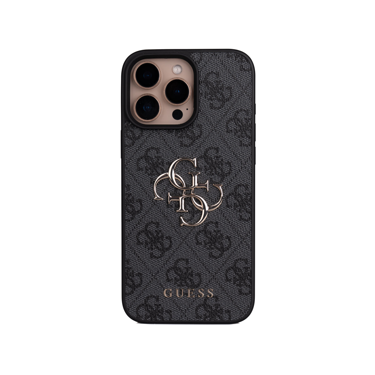 Apple iPhone 16 Pro Max Kılıf Guess 4G Büyük Metal Logolu Askılı Kapak Siyah