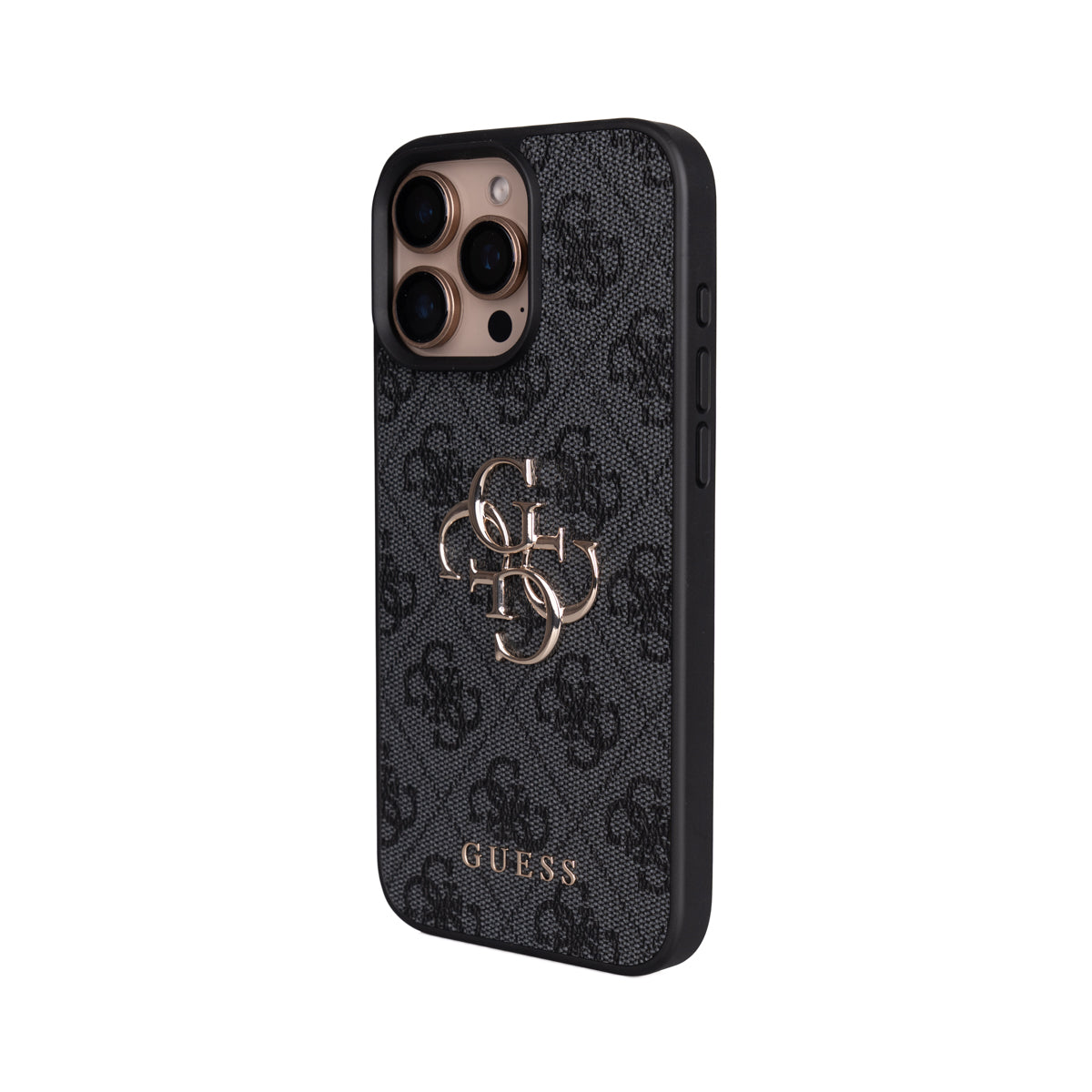 Apple iPhone 16 Pro Max Kılıf Guess 4G Büyük Metal Logolu Askılı Kapak Siyah