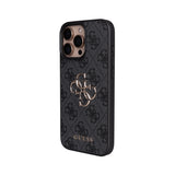 Apple iPhone 16 Pro Max Kılıf Guess 4G Büyük Metal Logolu Askılı Kapak Siyah