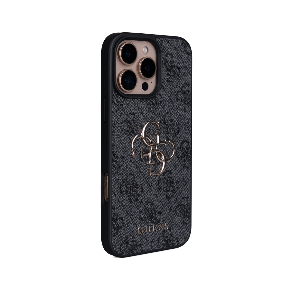 Apple iPhone 16 Pro Max Kılıf Guess 4G Büyük Metal Logolu Askılı Kapak Siyah