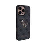 Apple iPhone 16 Pro Max Kılıf Guess 4G Büyük Metal Logolu Askılı Kapak Siyah