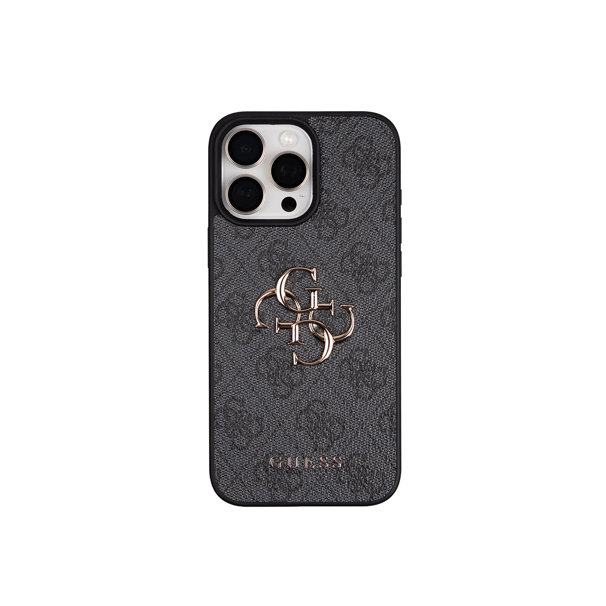 Apple iPhone 16 Pro Max Kılıf Guess 4G Büyük Metal Logolu Kalın Askılı Kapak Siyah