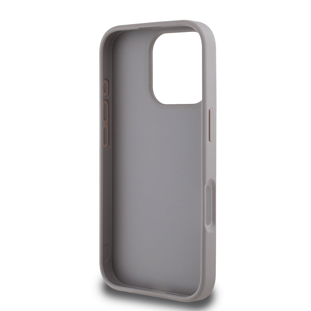 Apple iPhone 16 Pro Kılıf Guess Beyaz Gül Baskılı Büyük Metal Logolu Kapak Gri