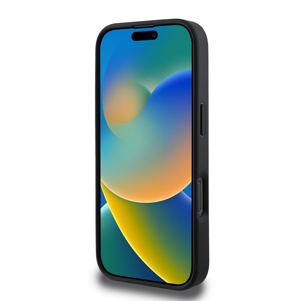 Apple iPhone 16 Pro Max Kılıf Guess Halkalı Magsafe Şarj Özellikli PU 4G Desenli Kapak Siyah