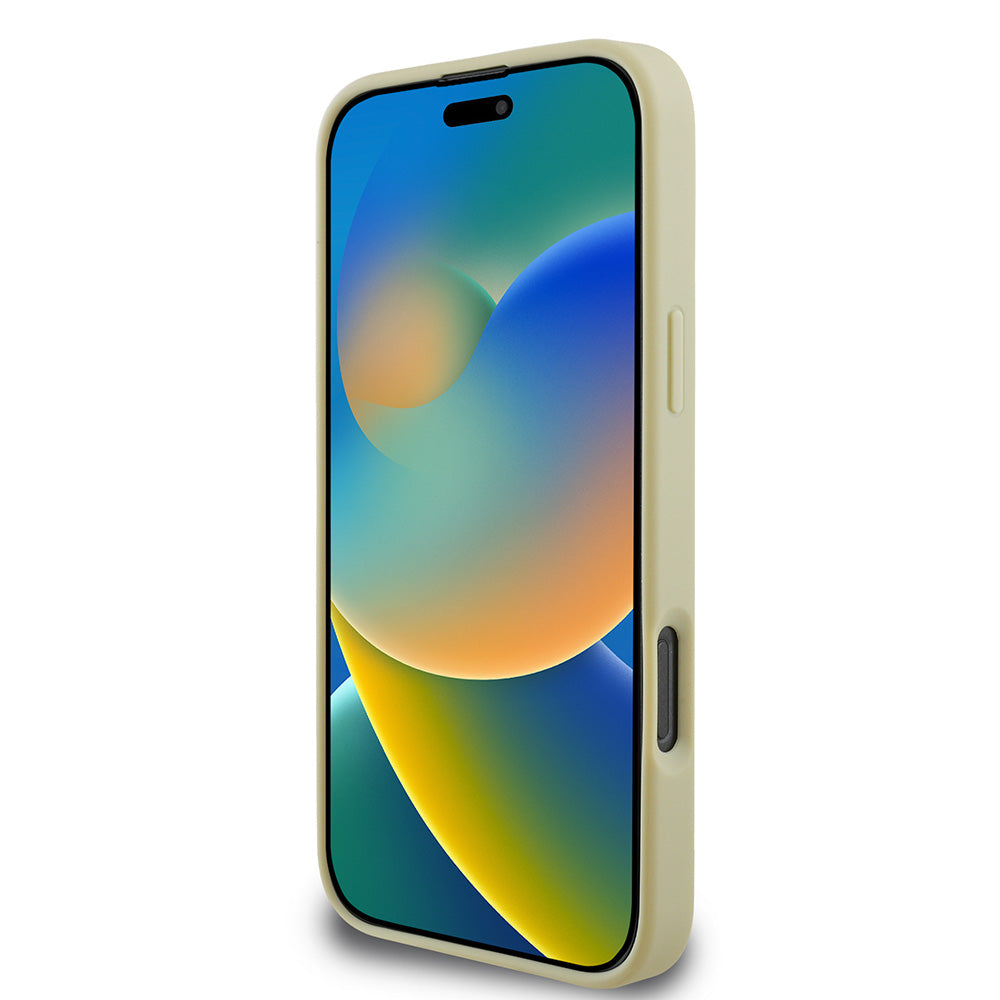 Apple iPhone 16 Pro Max Kılıf Guess 4G Büyük Metal Logolu Glitter Kapak Gold