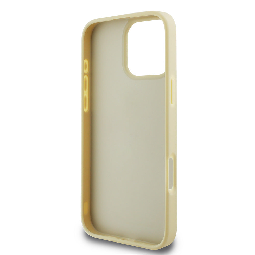 Apple iPhone 16 Pro Max Kılıf Guess 4G Büyük Metal Logolu Glitter Kapak Gold