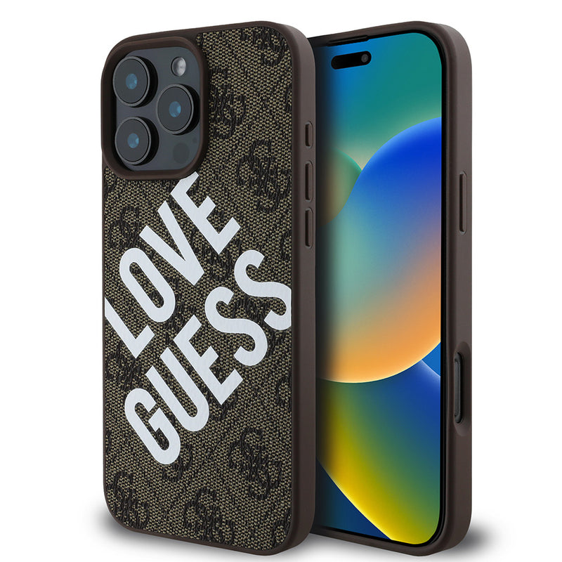 Apple iPhone 16 Pro Max Kılıf Guess Big Love Guess Kapak Kahverengi