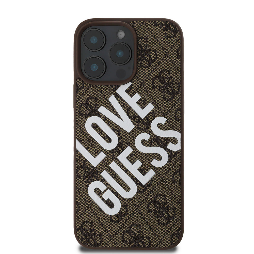 Apple iPhone 16 Pro Max Kılıf Guess Big Love Guess Kapak Kahverengi
