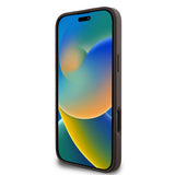 Apple iPhone 16 Pro Max Kılıf Guess Magsafe Şarj Özellikli 4G Desenli Çizgili Kartlıklı Kapak Kahverengi