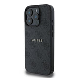 Apple iPhone 16 Pro Max Kılıf Guess Magsafe Şarj Özellikli 4G Desenli Yazı Logolu Kapak Siyah