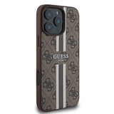 Apple iPhone 16 Pro Max Kılıf Guess Magsafe Şarj Özellikli 4G Şerit Tasarımlı Printed Kapak Kahverengi