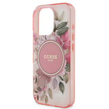 Apple iPhone 16 Pro Max Kılıf Guess Magsafe Şarj Özellikli Flower Tonal Circle Kapak Pembe