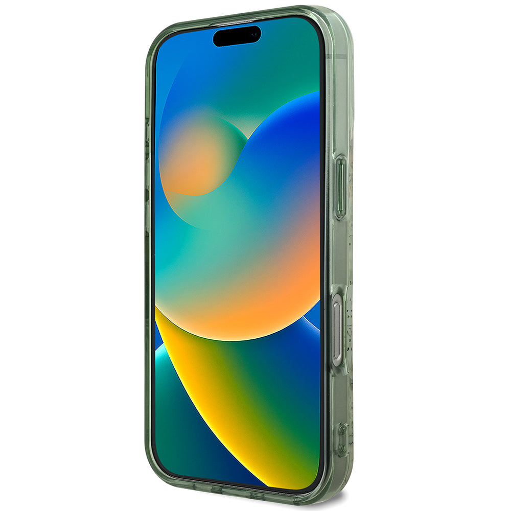 Apple iPhone 16 Pro Max Kılıf Guess Magsafe Şarj Özellikli Flower Tonal Circle Kapak Yeşil