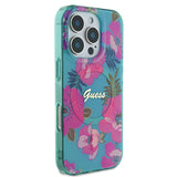 Apple iPhone 16 Pro Max Kılıf Guess Magsafe Şarj Özellikli Flower Tone On Tone Ring Kapak Pembe