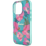 Apple iPhone 16 Pro Max Kılıf Guess Magsafe Şarj Özellikli Flower Tone On Tone Ring Kapak Pembe
