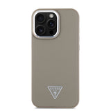 Apple iPhone 16 Pro Max Kılıf Guess Magsafe Şarj Özellikli Grained Triangle Kapak Kahverengi