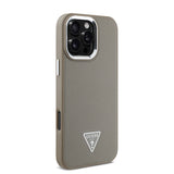 Apple iPhone 16 Pro Max Kılıf Guess Magsafe Şarj Özellikli Grained Triangle Kapak Kahverengi