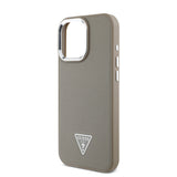 Apple iPhone 16 Pro Max Kılıf Guess Magsafe Şarj Özellikli Grained Triangle Kapak Kahverengi
