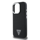 Apple iPhone 16 Pro Max Kılıf Guess Magsafe Şarj Özellikli Grained Triangle Kapak Siyah