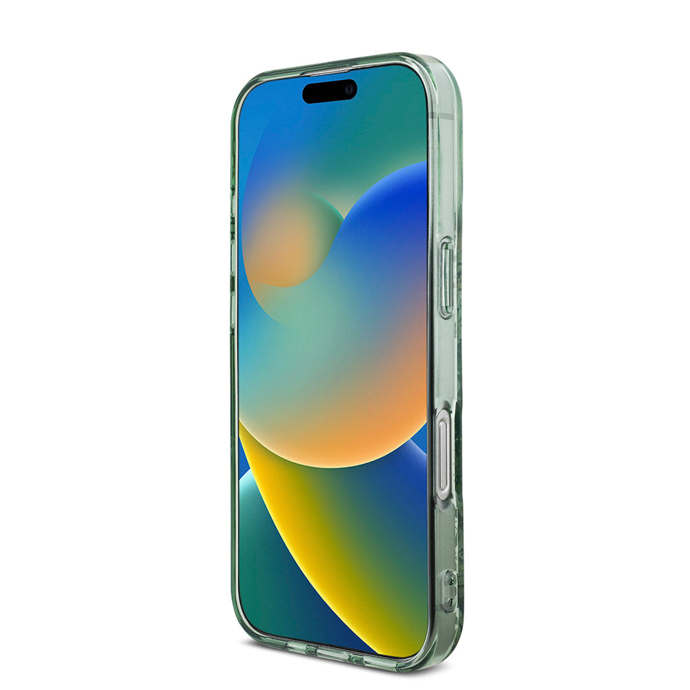 Apple iPhone 16 Pro Max Kılıf Guess Magsafe Şarj Özellikli IML Baskılı Çiçek İnci Bileklikli Kapak Yeşil