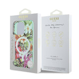 Apple iPhone 16 Pro Max Kılıf Guess Magsafe Şarj Özellikli IML Baskılı Jungle Ring Kapak Yeşil