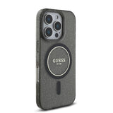 Apple iPhone 16 Pro Max Kılıf Guess Magsafe Şarj Özellikli Simli Silikon İnci Bileklikli Kapak Siyah