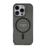 Apple iPhone 16 Pro Max Kılıf Guess Magsafe Şarj Özellikli Simli Silikon İnci Bileklikli Kapak Siyah